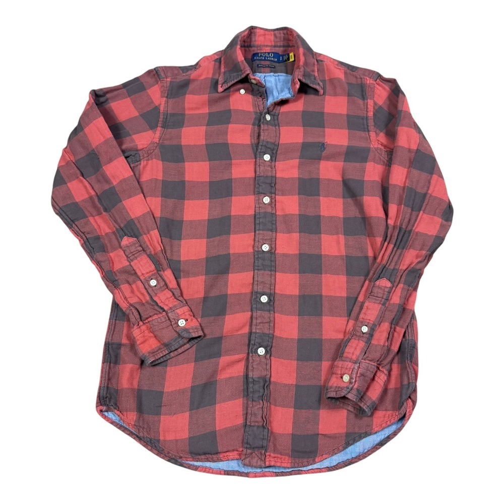 Polo Ralph Lauren Buffalo Plaid Faded Casual Button Down Shirt Men's Small FLAWS